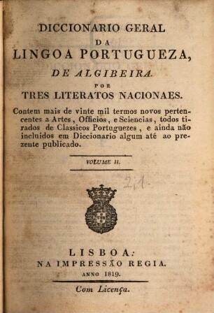 Diccionario geral da lingoa Portugueza de Algibeira, 2,1