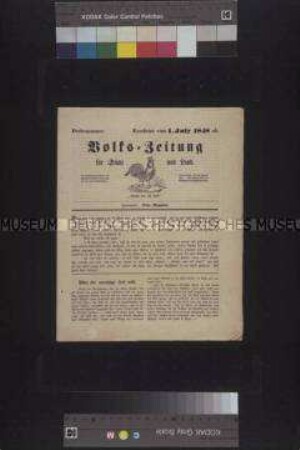 Zeitung: Volks-Zeitung für Stadt und Land. Probenummer; 1. Juli 1848
