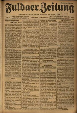 Ausgabe vom Donnerstag, den 03. Januar 1924.