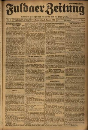 Ausgabe vom Donnerstag, den 03. Januar 1924.