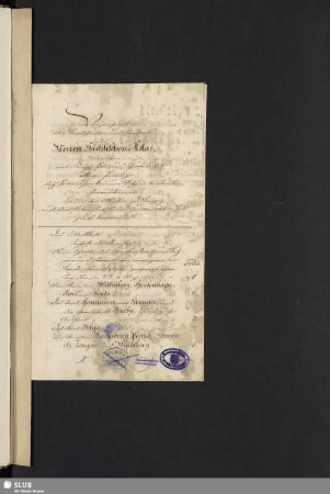 Handschriftliche Abschrift von: Verzeichniß der Landcharten und Prospecte des Neuen Sächsischen Atlaß
