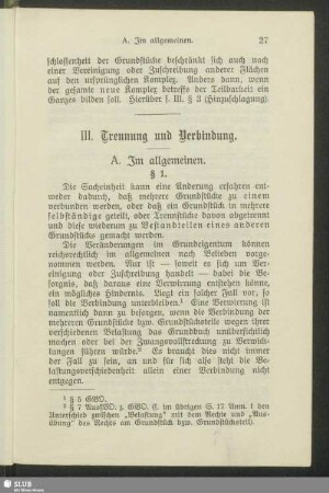 III. Trennung und Verbindung