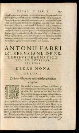 Antonii Fabri ... Decas Nona.