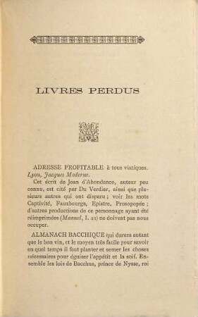 Livres perdus : Essai bibliogr. Sur les livres devenus introuvables par Philomneste junior
