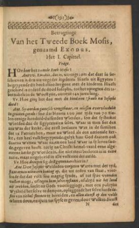 Betragtinge Van het Tweede Boek Mosis, genaamd Exodus
