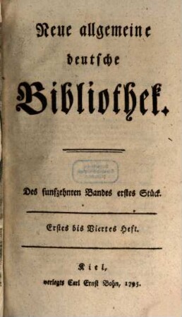 Neue allgemeine deutsche Bibliothek. 15. 1795