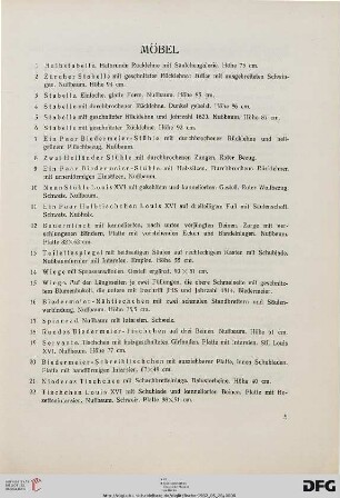Möbel (Nr. 1-190)