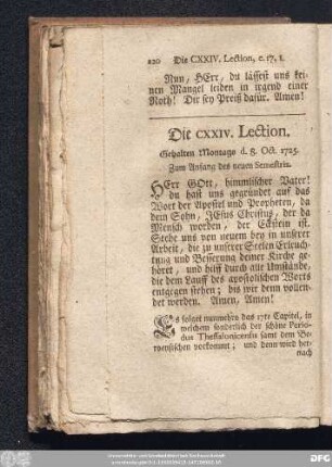 Die CXXIV. Lection. Gehalten Montags d. 8. Oct. 1725.