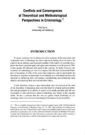 39-60, 2. Conflicts and Convergences of Theoretical and Methodical Perspectives in Criminology