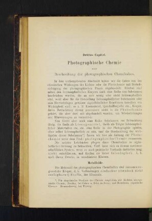 Drittes Capitel. Photographische Chemie oder Beschreibung der photographischen Chemikalien.