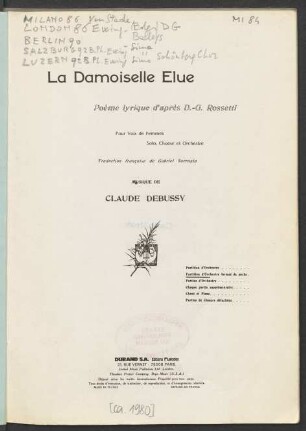 La damoiselle élue : poème lyrique d'après D.-G. Rossetti : pour voix de femmes, solo, chœur et orchestre