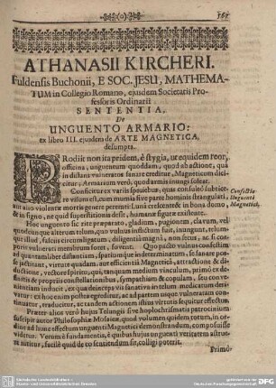 DE UNGUENTO ARMARIO: ex libro III. ejusdem de ARTE MAGNETICA,...