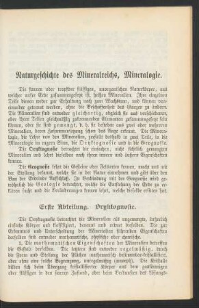 Naturgeschichte des Mineralreichs, Mineralogie.