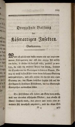 Dreyzehnte Gattung der Käferartigen Insekten. Dorkatoma.