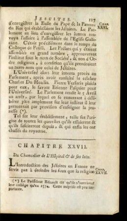Chapitre XXVII. Du Chancelier de L'Hôpital & de ses loix.