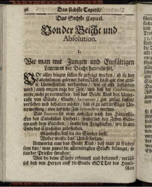 Das Sechste Capitel. Von der Beicht und Absolution