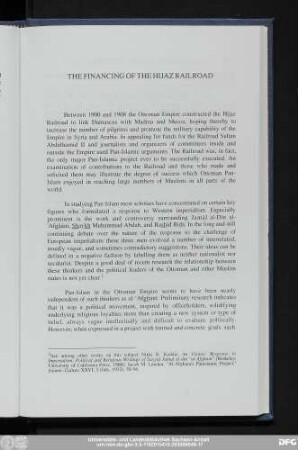 The Financing Of The Hijaz Railroad