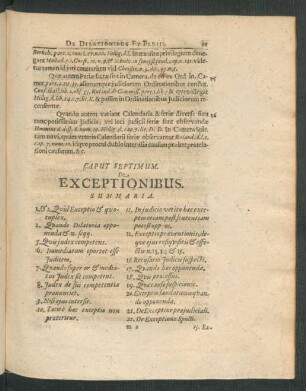 Caput Septimum. De Exceptionibus