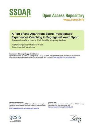 A Part of and Apart from Sport: Practitioners' Experiences Coaching in Segregated Youth Sport