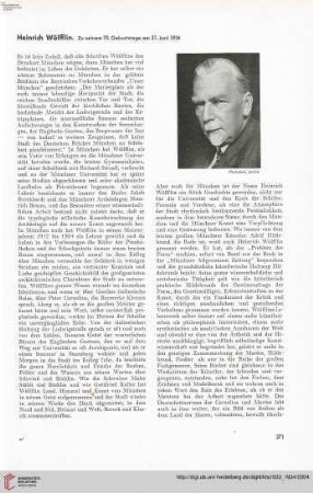 49: Heinrich Wölfflin : zu seinem 70. Geburtstage am 21. Juni 1934
