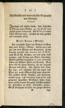 17-95, Physikalische und mineralogische Geographie von Portugal.