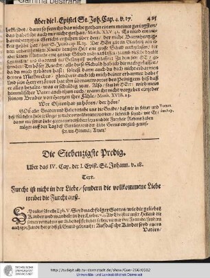 Die Siebenzigste Predig