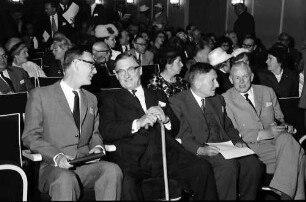 13. Tagung 1963 Medizin; Eröffnung Lindau 1.7.63: Graf Lennart Bernadotte, Hugo Th. Theorell, Paul H. Müller, Adolf Butenandt