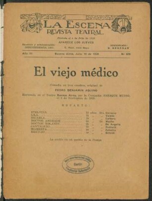 El viejo médico : comedia en tres cuadros