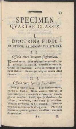 Specimen Quartae Classis