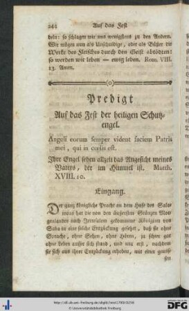 Auf das Fest der heiligen Schutzengel.