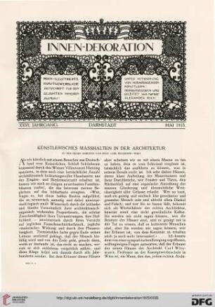 Künstlerisches Masshalten in der Architektur: zu den neuen Arbeiten von Prof. Carl Witzmann - Wien