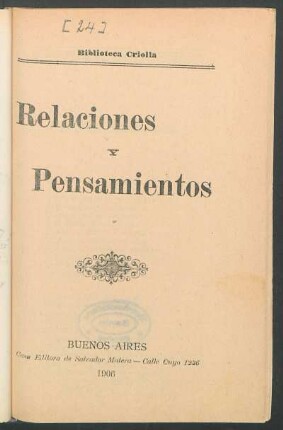 Relaciones y pensamientos