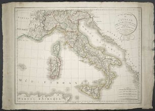 Carte Générale De L'Italie : Rédigée sur les Observations les plus Authentiques où sont tracées les Routes et les Divisions des Nouvelles Républiques