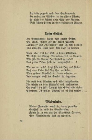 Toter Soldat. / Wiederkehr.