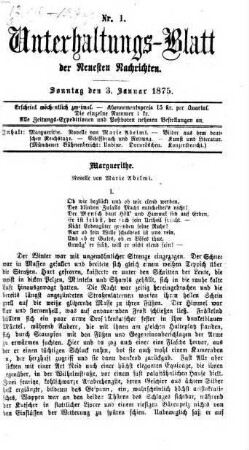 Neueste Nachrichten aus dem Gebiete der Politik. 1875, [b] = Unterhaltungs-Blatt der Neuesten Nachrichten