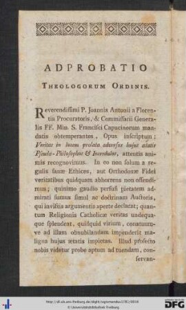 Adprobatio; Licentia Ordinis.