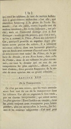 Article XIII. De la Transparence.