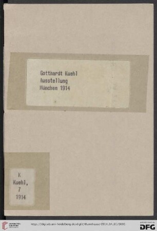 Ausstellung Gotthardt Kuehl : 1.-21. April 1914