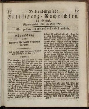 LI. Stück. Sonnabends: den 21. Dec. 1793.