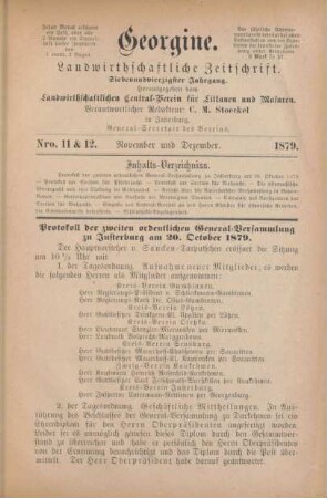 Nro. 11 & 12. November und Dezember. 1879.