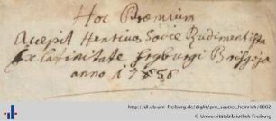 Notiz (Aus: UB Freiburg, D 7241,f).