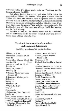 Verzeichnis der in vorstehendem Aufsatz vorkommenden Eigennamen