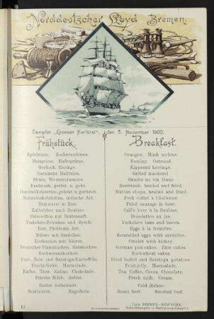 Frühstück auf der "Grosser Kurfürst"
