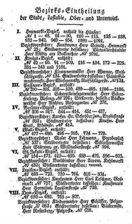 Bezirks=Eintheilung
