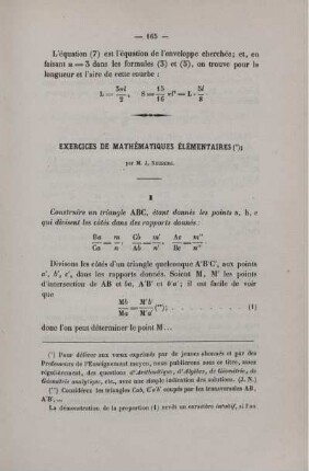 Exercices de mathématiques élémentaire.