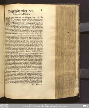 Vorrhede uber den Propheten Daniel.