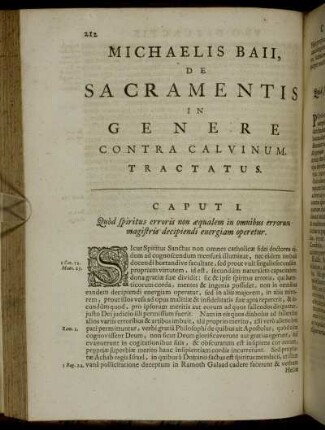 Michaelis Baii, De Sacramentis In Genere Contra Calvinum. Tractatus