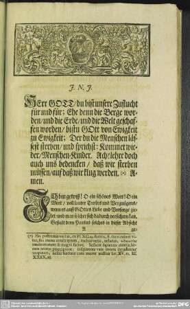 Leichenpredigt : einer gläubigen Seelen freudige Gewißheit, in der Sterbens-Lust. Leichttext, Exordium, Tractatio, Usus