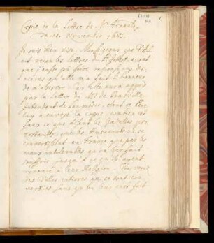 Copie de la lettre de Mr. Arnauld du 15. Novembre 1685.