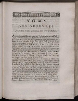 Noms Des Orfevres, Qui se sont le plus distingués dans leur Profession.
